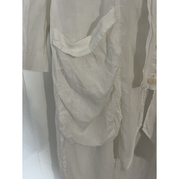 Grizas Linen Dress Size S Button Front Lagenlook Minimalist Ruched Bubble Pocket - Picture 12 of 12